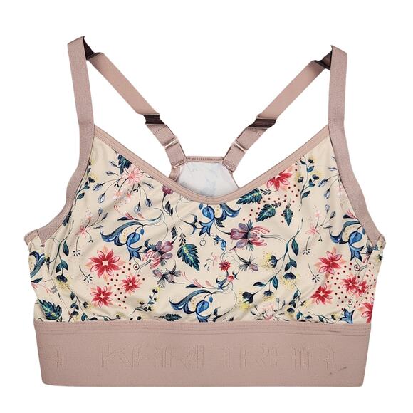 Kari Traa Froys Sports Bra Womens Size XS Bjerk Cream Floral Racerback Wool EUC - Picture 1 of 11